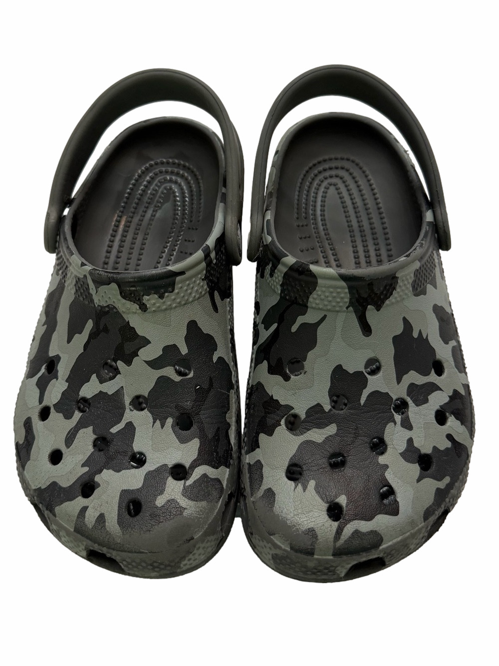 CROCS Kids Youth Junior 1 Camo Slip On Comfort Clogs Sandals Grey Spring Summer